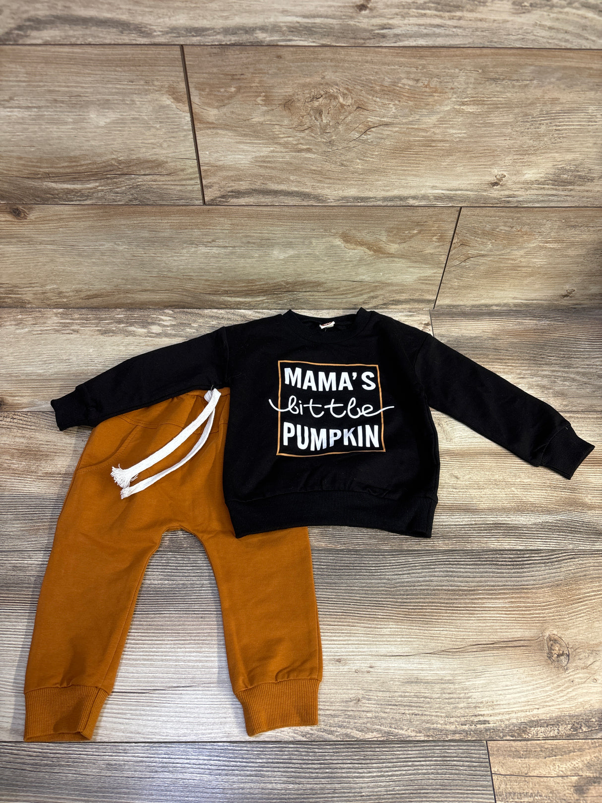 HCNTES 2pc Mama's Little Pumpkin Pullover Sweathsirt & Pants Set Black sz 18m