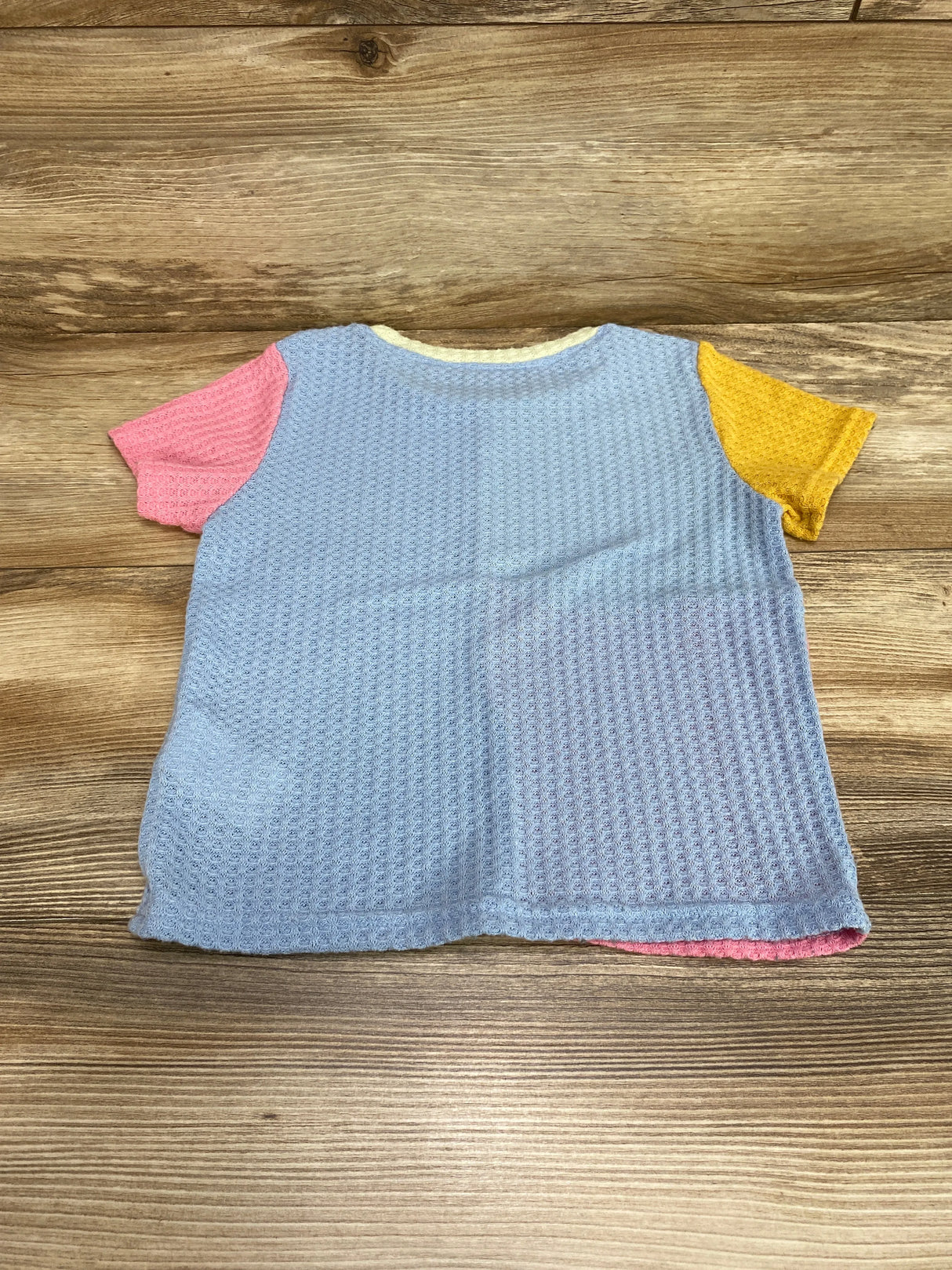 Shein Color Block Waffle Knit Shirt Blue sz 4T