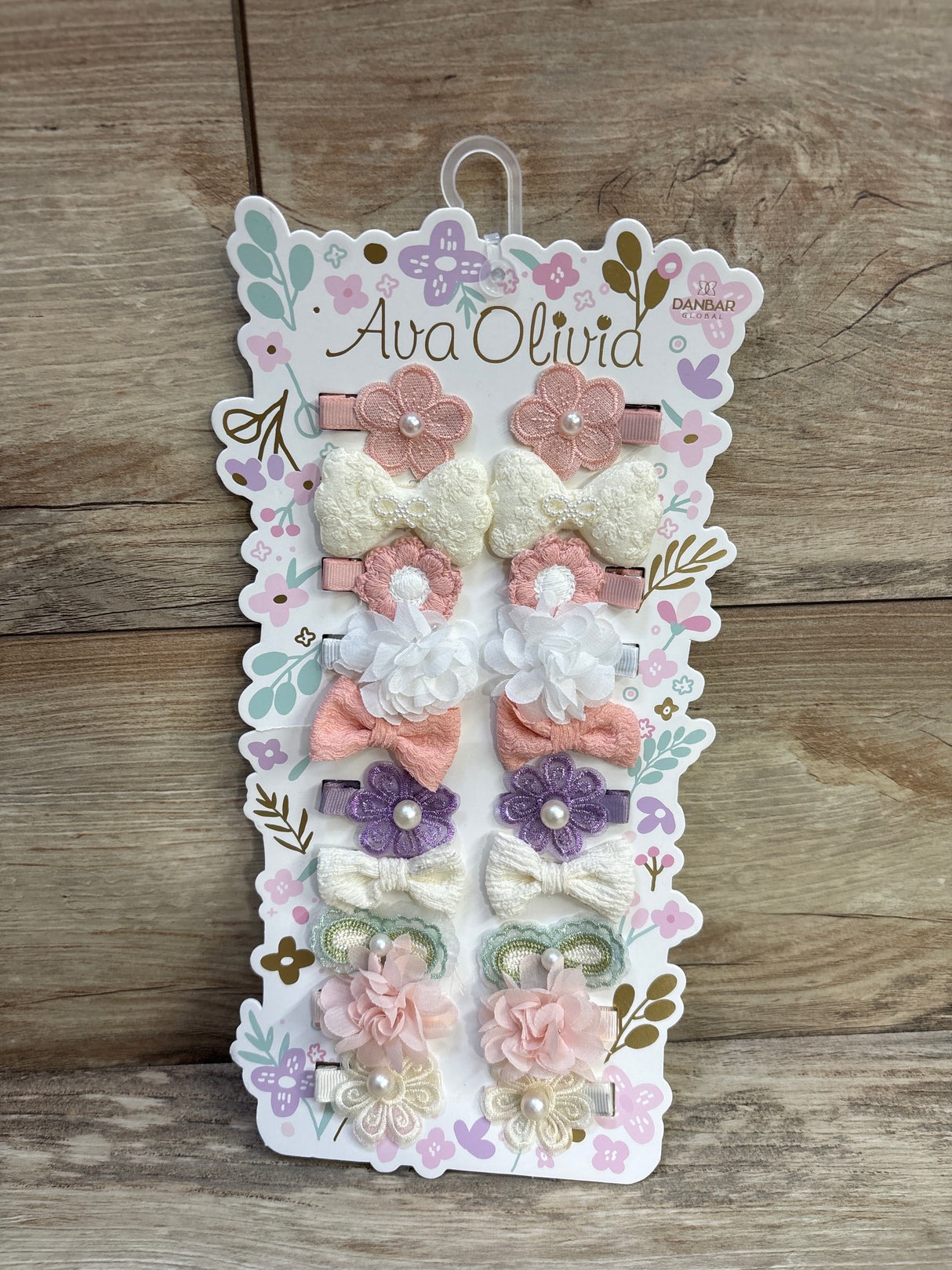 NEW Danbar Global Ava Olivia 20pk Hair Bow Clips