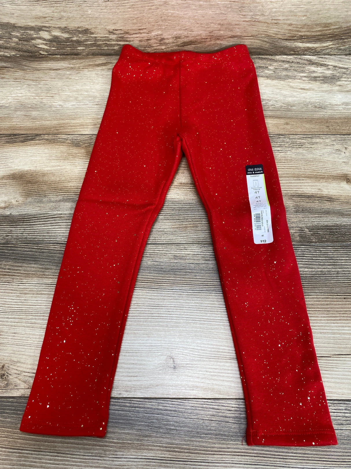 NEW Okie Dokie Red Sparkle Fleece Lined Legging sz 4T