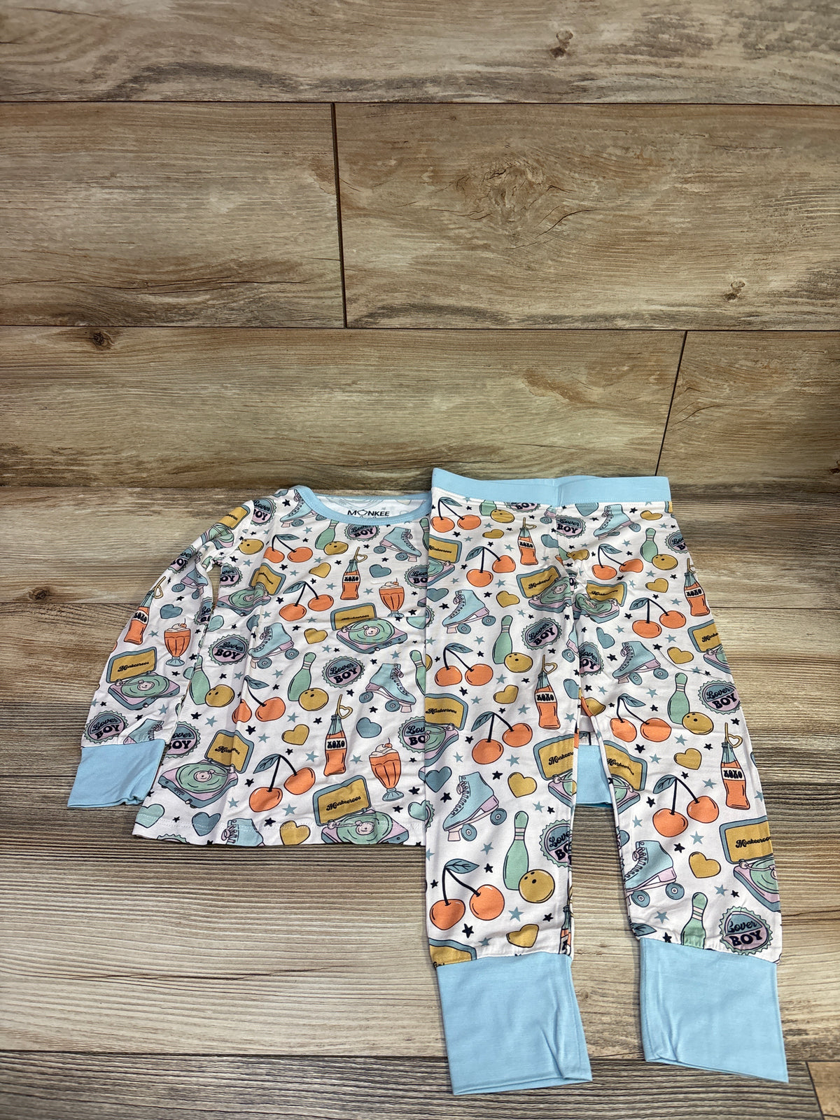 NEW Monkee Roos 2pc Lover Boy Bamboo Pajama Set White sz 5T