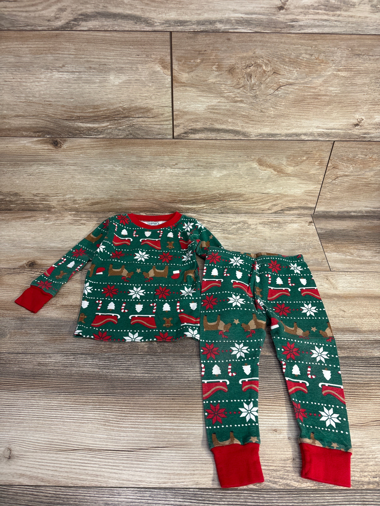Cat & Jack 2pc Velour Christmas Pajama Set Green sz 18m