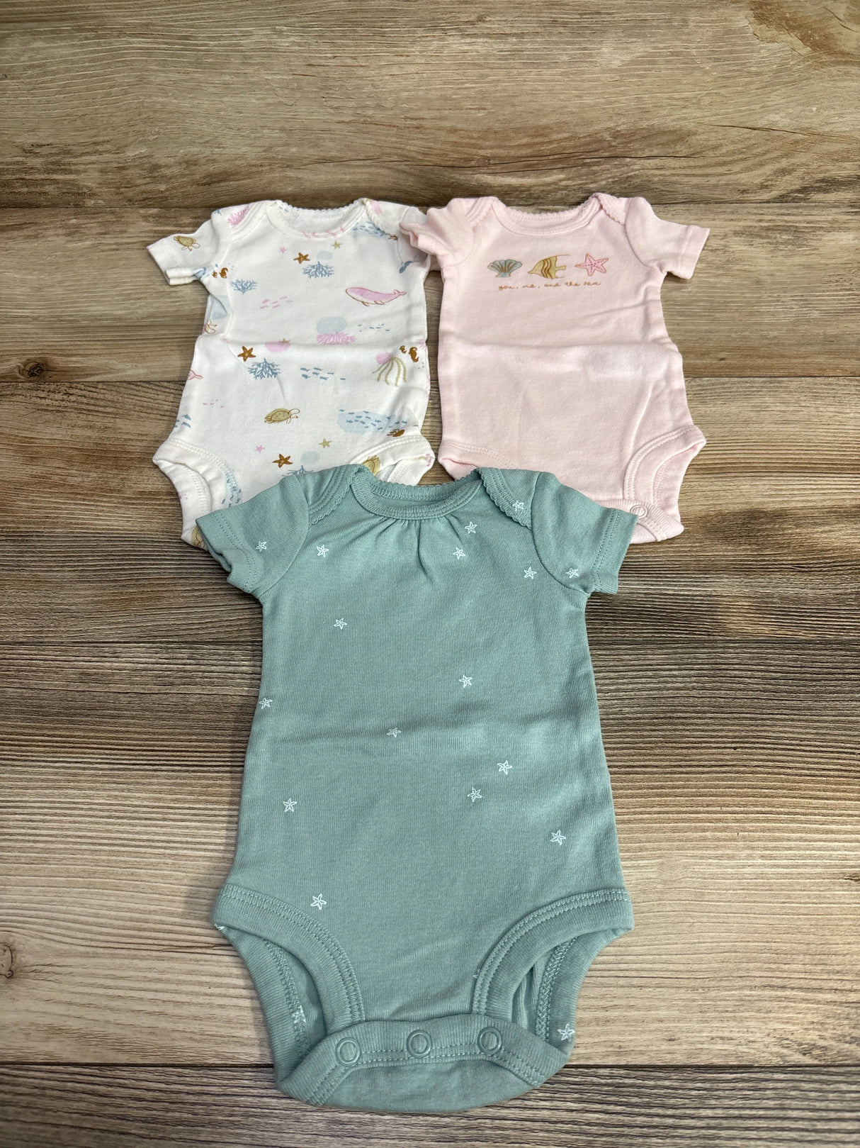 Just One You 3pk Beach Bodysuit Mint sz Newborn