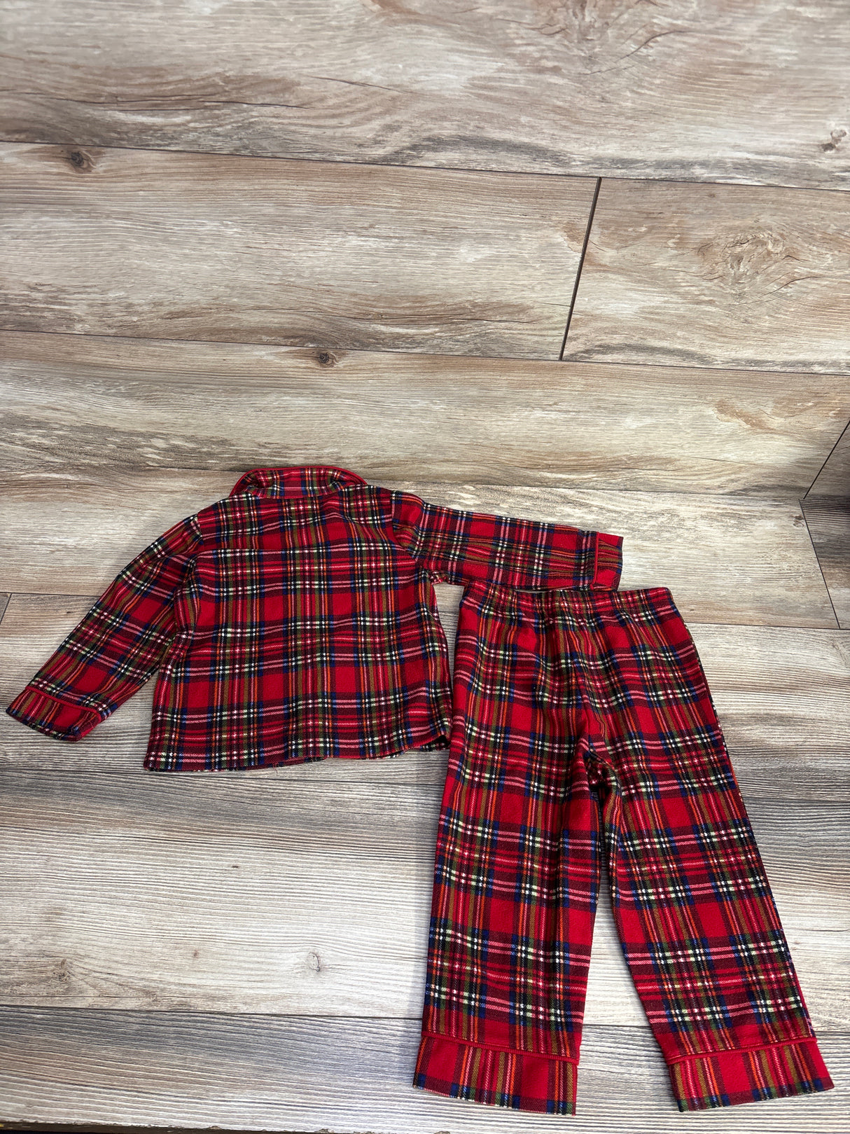Little Me 2pc Plaid Coat Style Pajama Set Red sz 18m