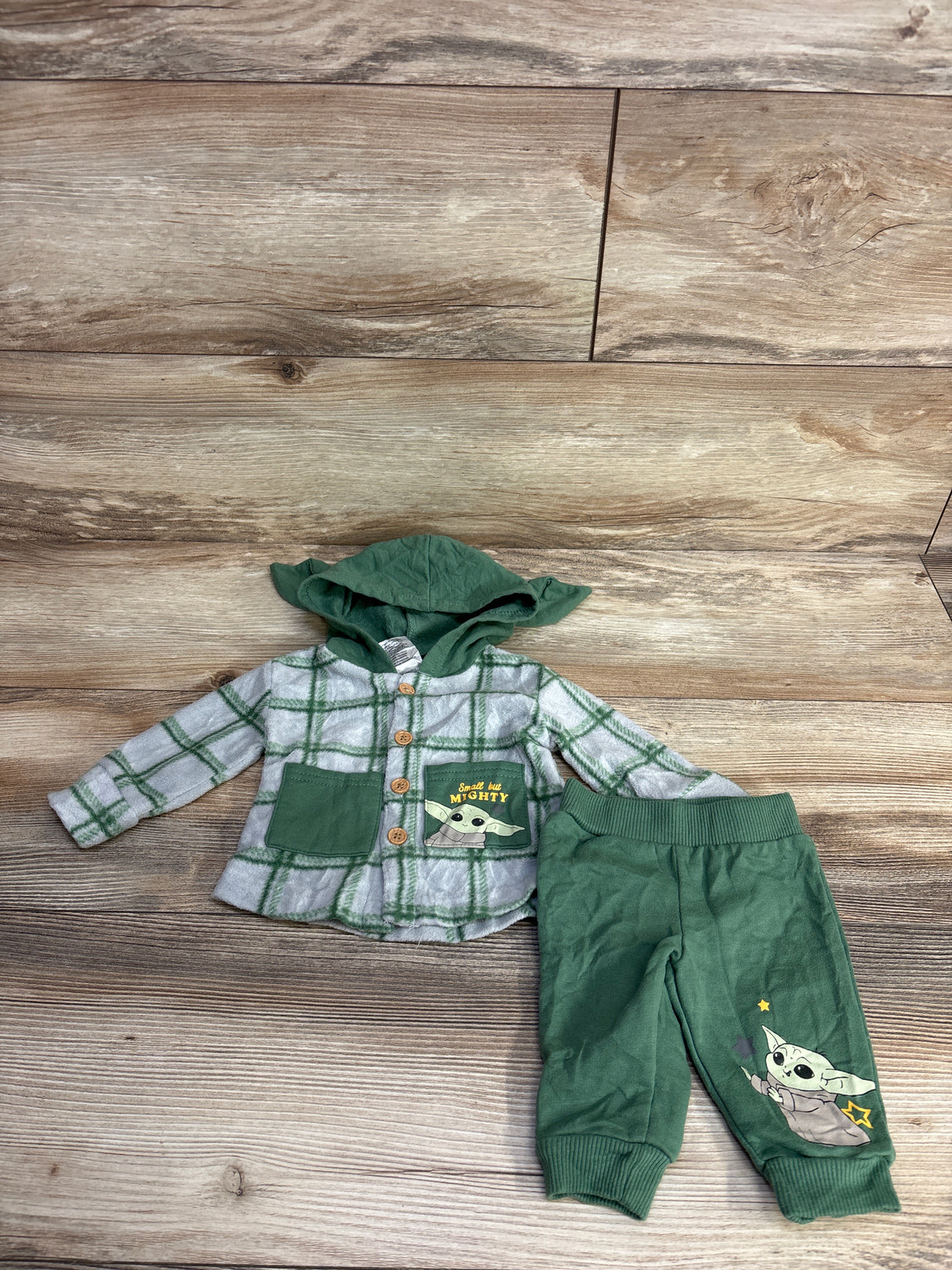 Star Wars 2pc Plaid Flannel & Jogger Set Grey sz Newborn