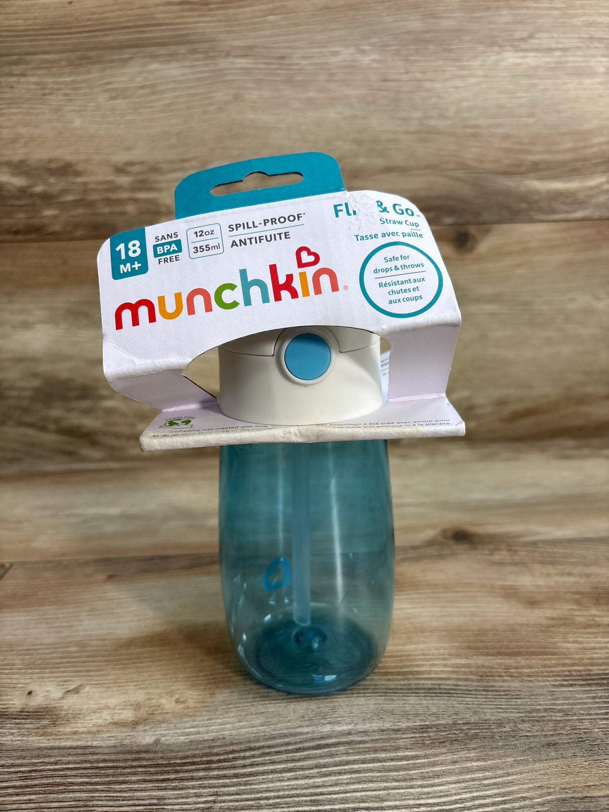 NEW Munchkin Flip & Go Straw Cup Blue 12oz