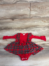 Ribbed Plaid Bodysuit Dress Red sz 6-9m