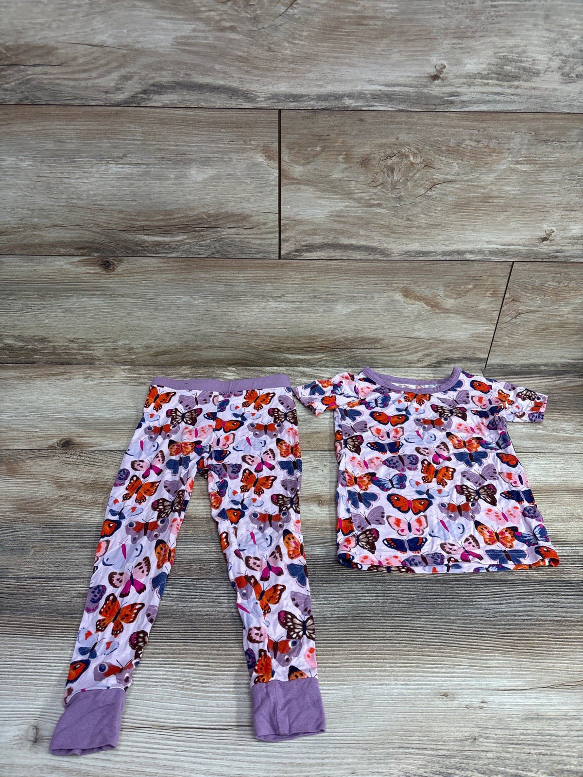 Little Sleepies Butterfly 2pc Bamboo Pajama Set Pink sz 18-24m