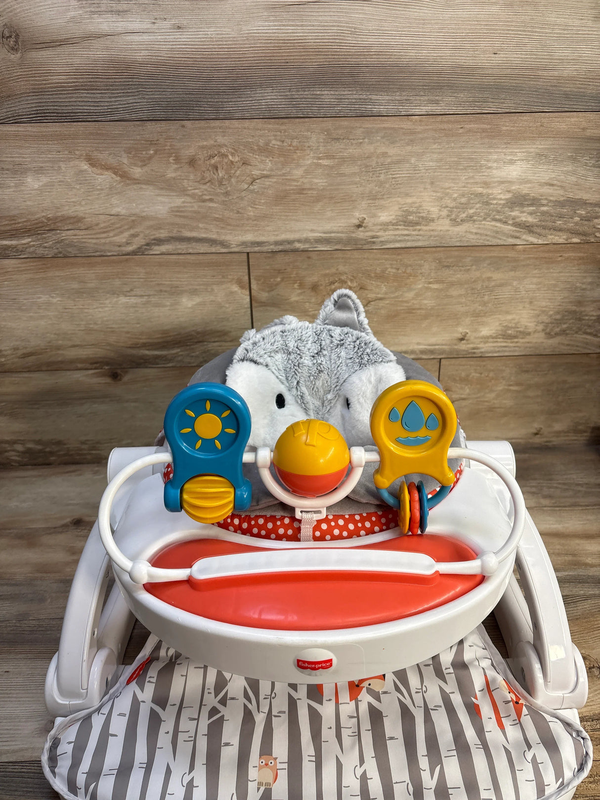 Fisher Price Baby Deluxe Sit-Me-Up Floor Seat with Toy Bar, Fox