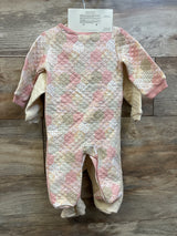 NEW Chick Pea Organic 3pc Footed Quilted Coveralls & Headband Set Ivory sz 3-6m