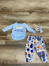 Unique Baby 3pc I Love You A Latke! Bodysuit Set Blue sz Newborn