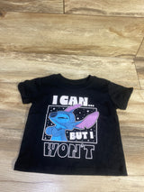 Disney Stitch I Can... But I Won't Shirt Black sz 2T