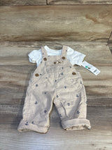 NEW Carter's 2pc Shirt & Anchor Print Overalls Set White sz Newborn