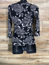 A Pea In The Pod Floral Blouse Black sz XS