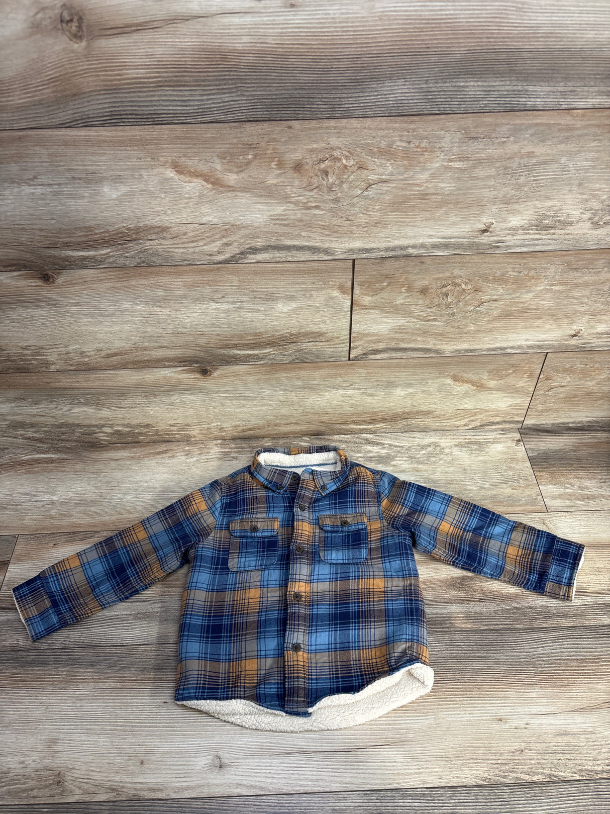 Cat & Jack Faux Shearling Plaid Shacket Blue sz 3T