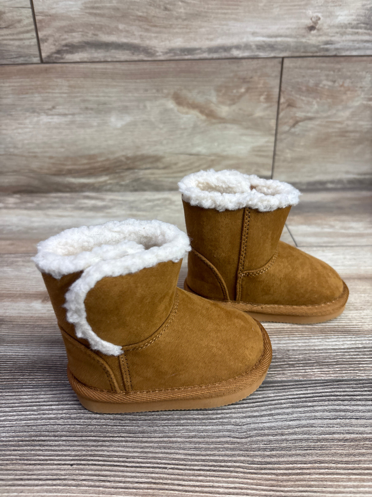 Baby Gap Vegan Suede Sherpa Lined Cozy Boots Cognac Brown sz 4c
