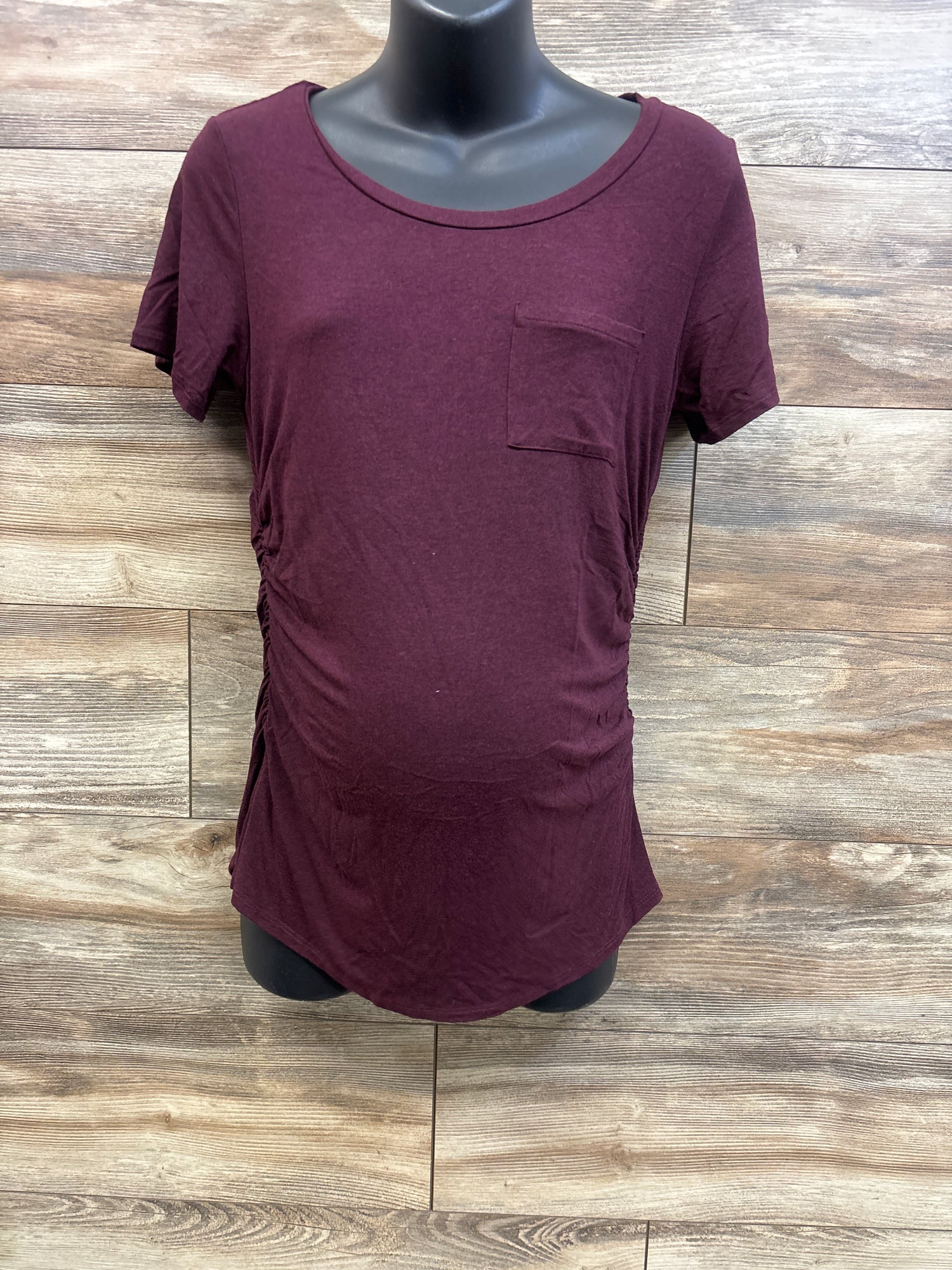 Market & Spruce Maternity Ruched Shirt Maroon sz Medium