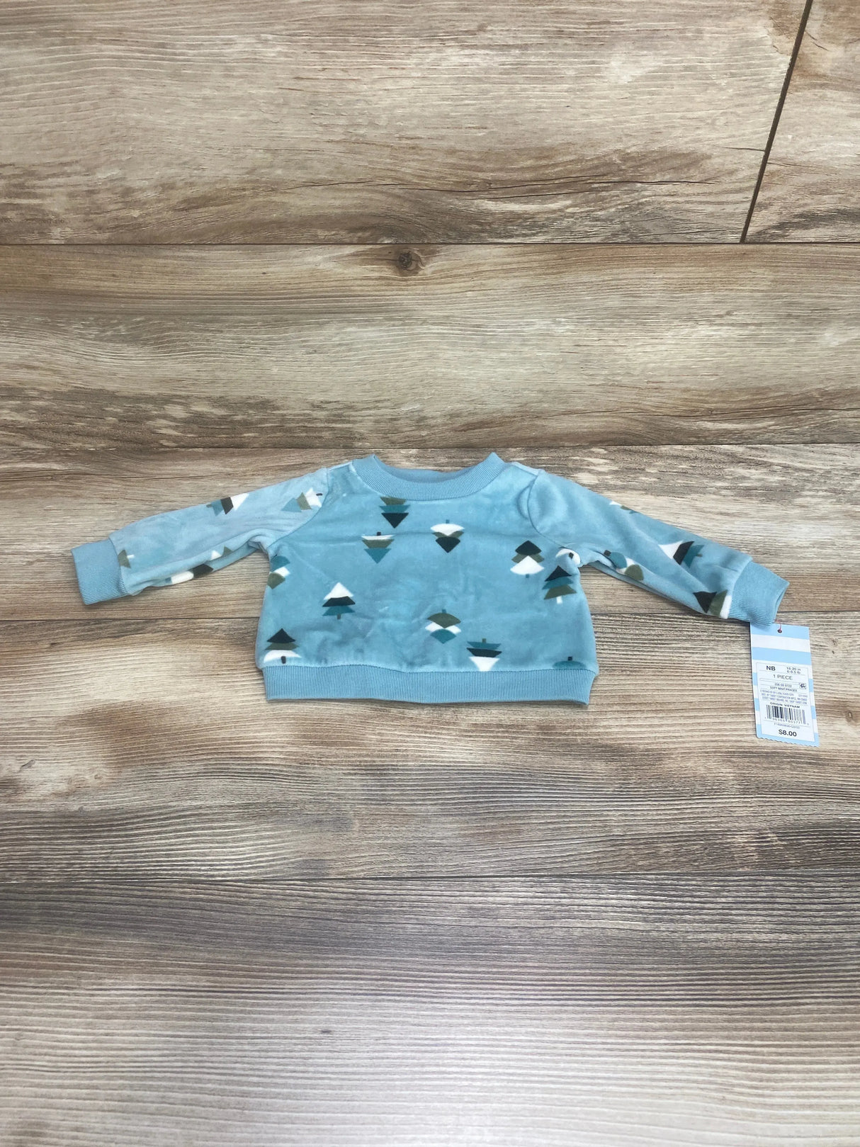 NEW Cat & Jack Velour Tree Print Sweatshirt Mint sz Newborn