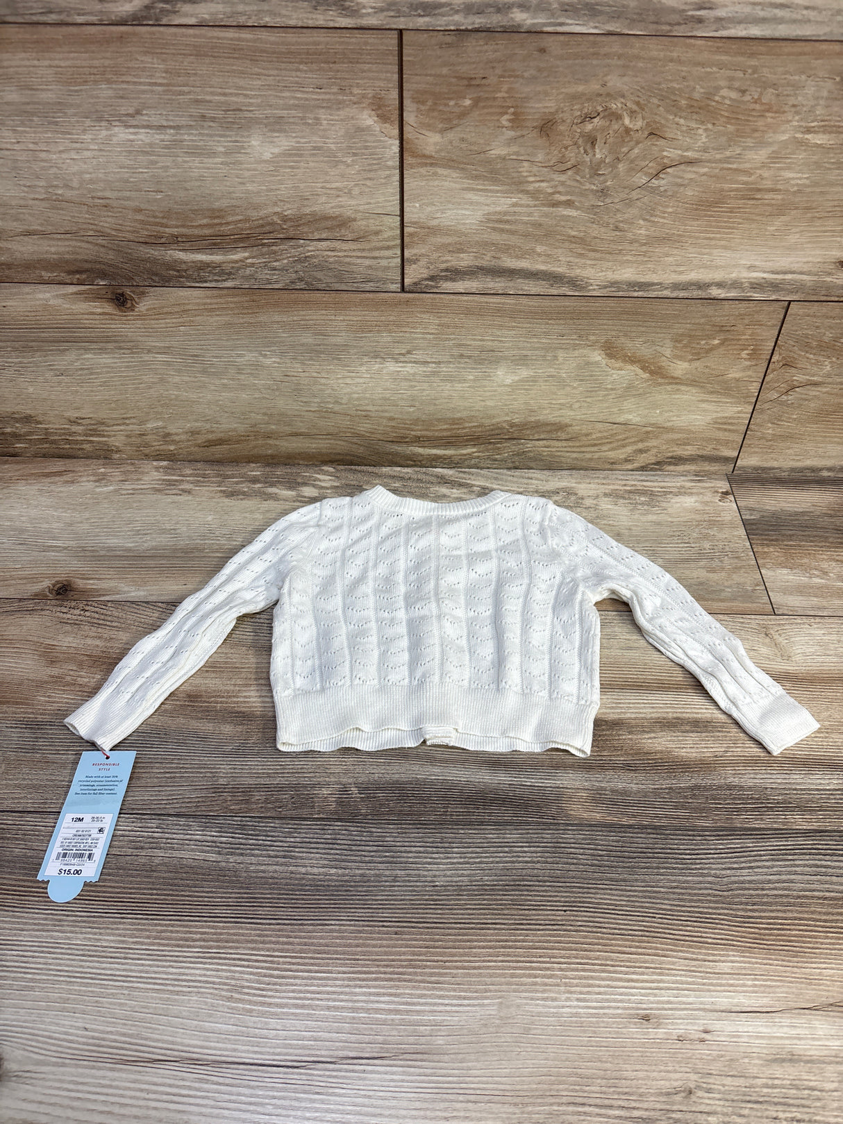 NEW Cat & Jack Pointelle Button-Up Cardigan Cream sz 12m