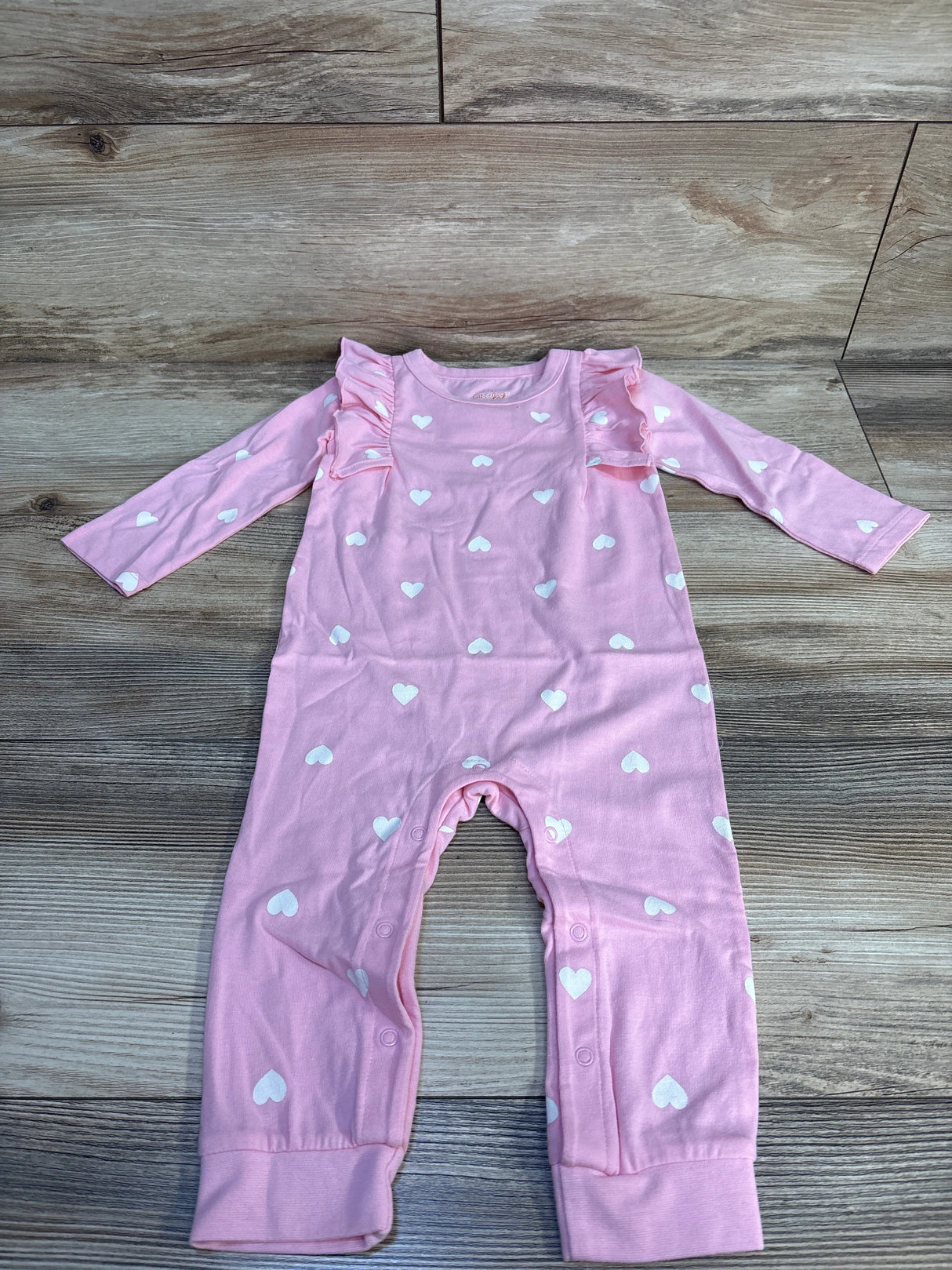 Cat & Jack Ruffled Heart Coverall Pink sz 12m