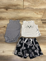 Just One You 3pc Fun In The Sun Tank Top & Short Set Grey sz 12m