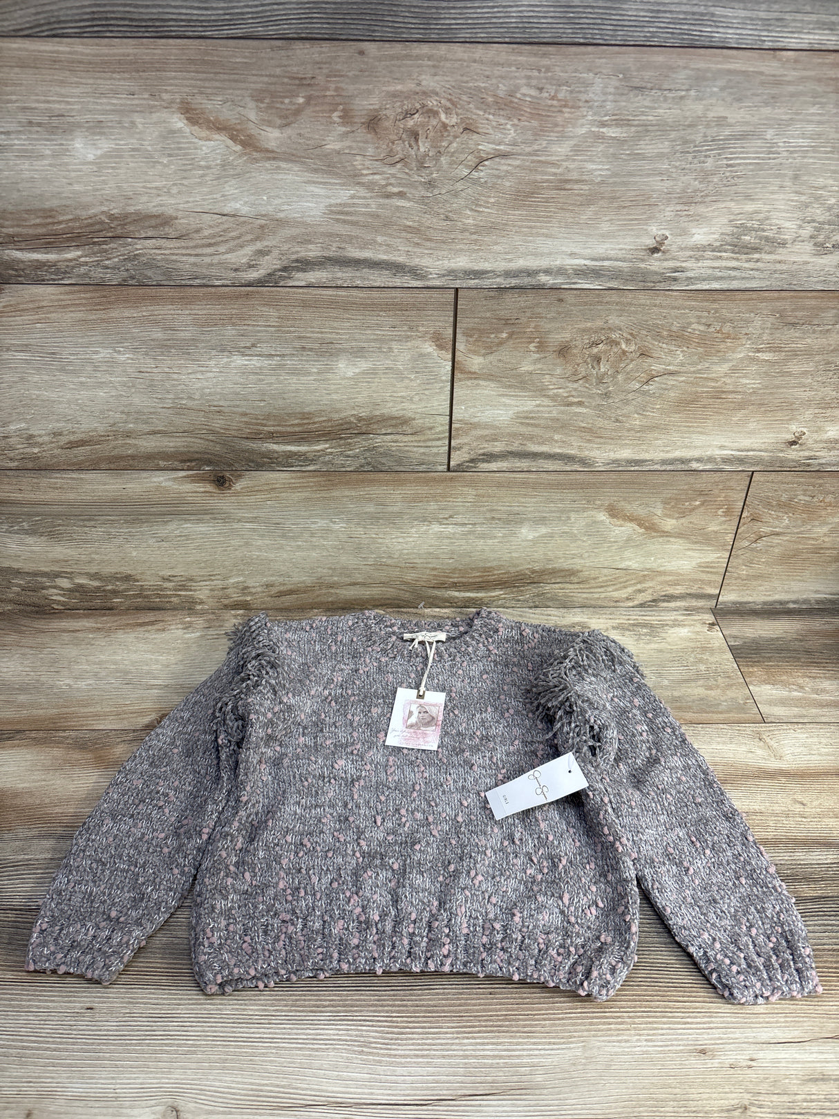 NEW Jessica Simpson Neppy Chenille Fringe Sweater Grey sz 5T