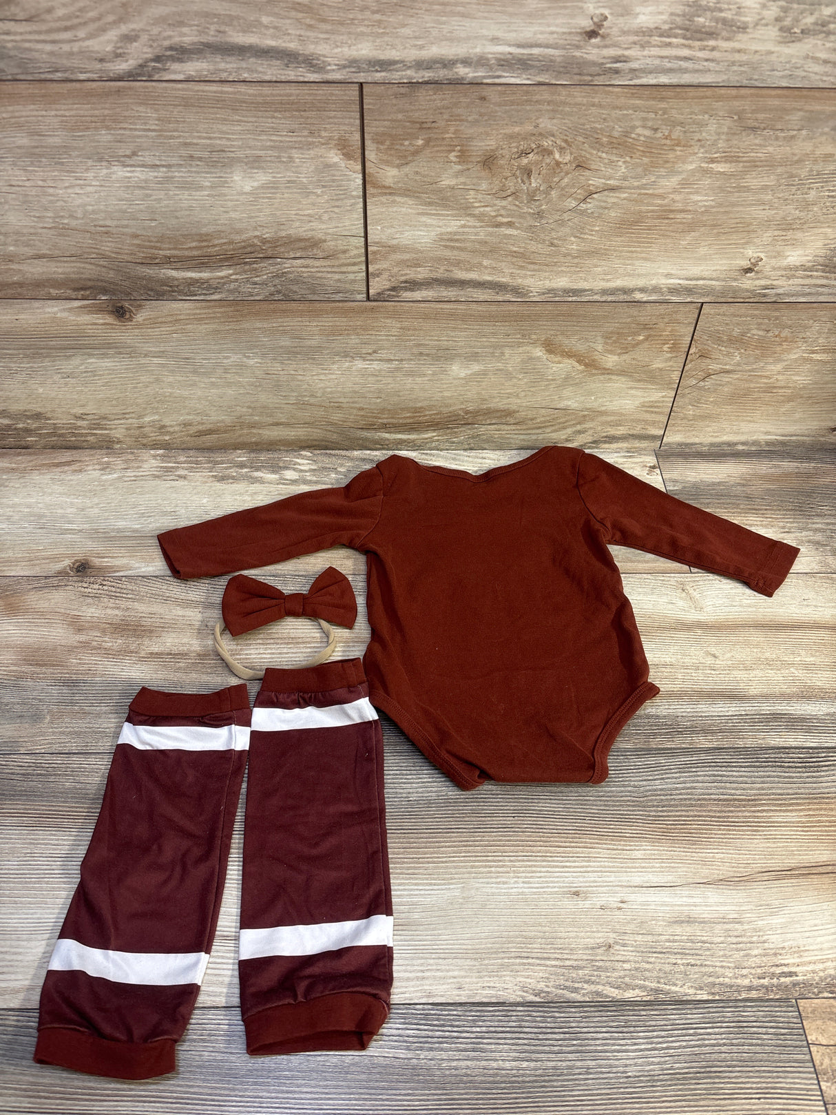 Football 3pc Bodysuit, Leg Warmers, & Headband Set Brown sz 12-18m