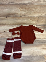 Football 3pc Bodysuit, Leg Warmers, & Headband Set Brown sz 12-18m
