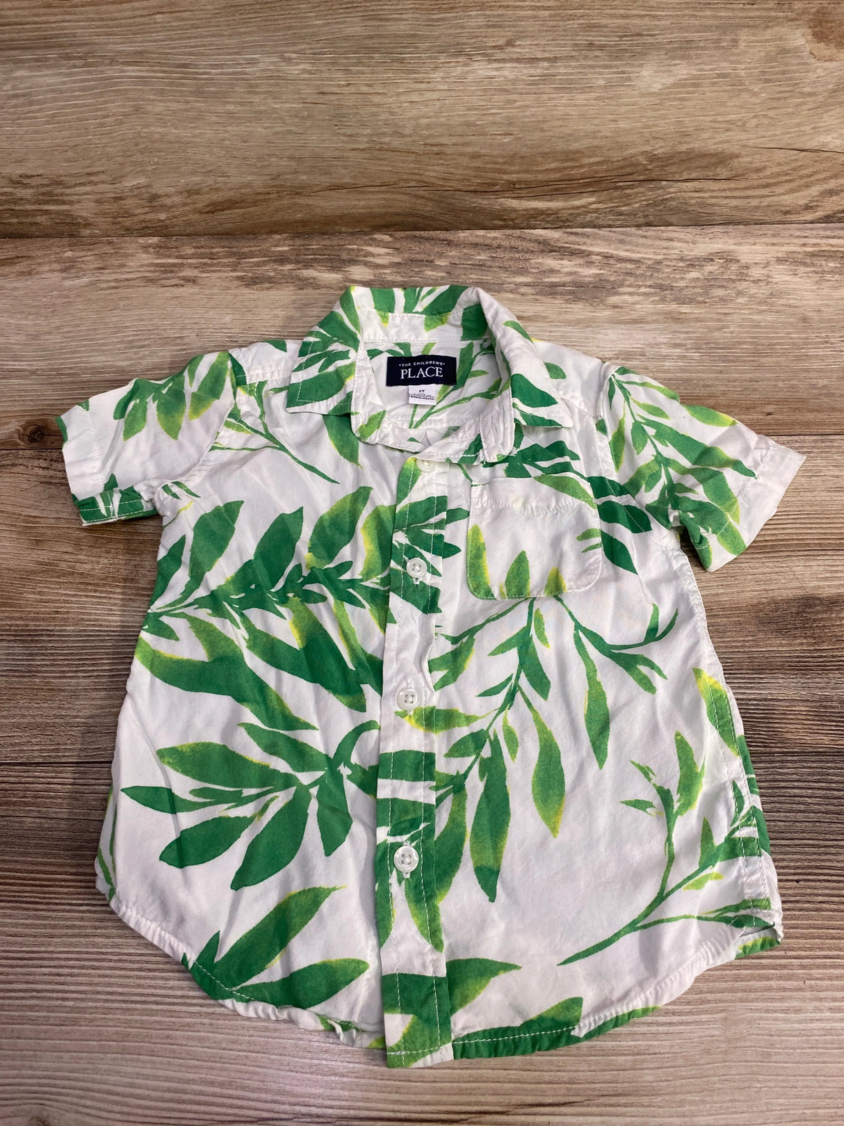 Children's Place Floral Button Up Shirt White sz 2T