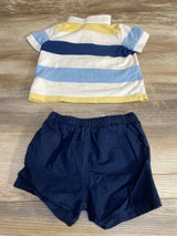 Old Navy 2pc Striped Polo Shirt & Shorts White sz 6-12m