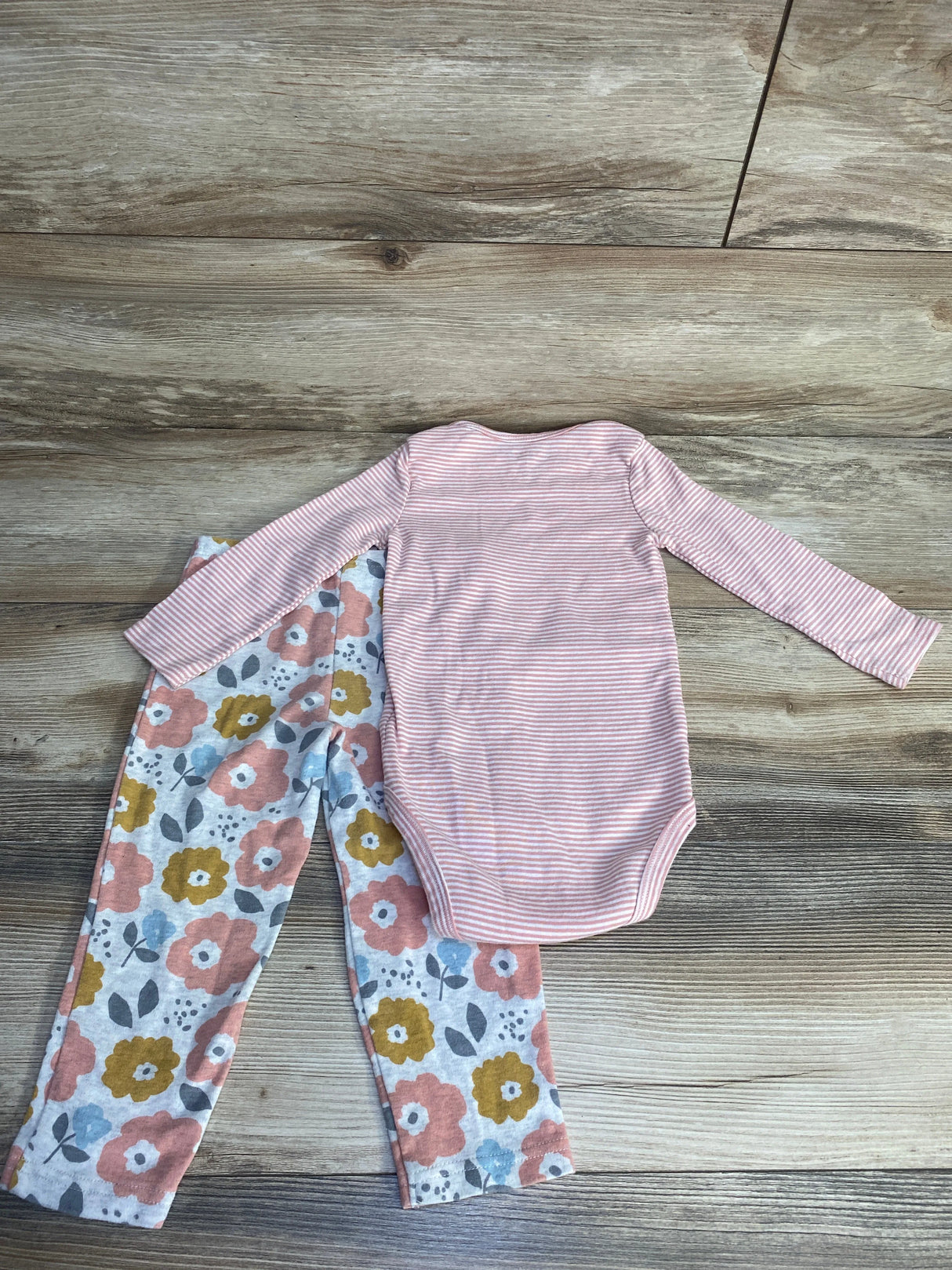 Simple Joys 2pc Striped Bodysuit & Pants Pink sz 24m