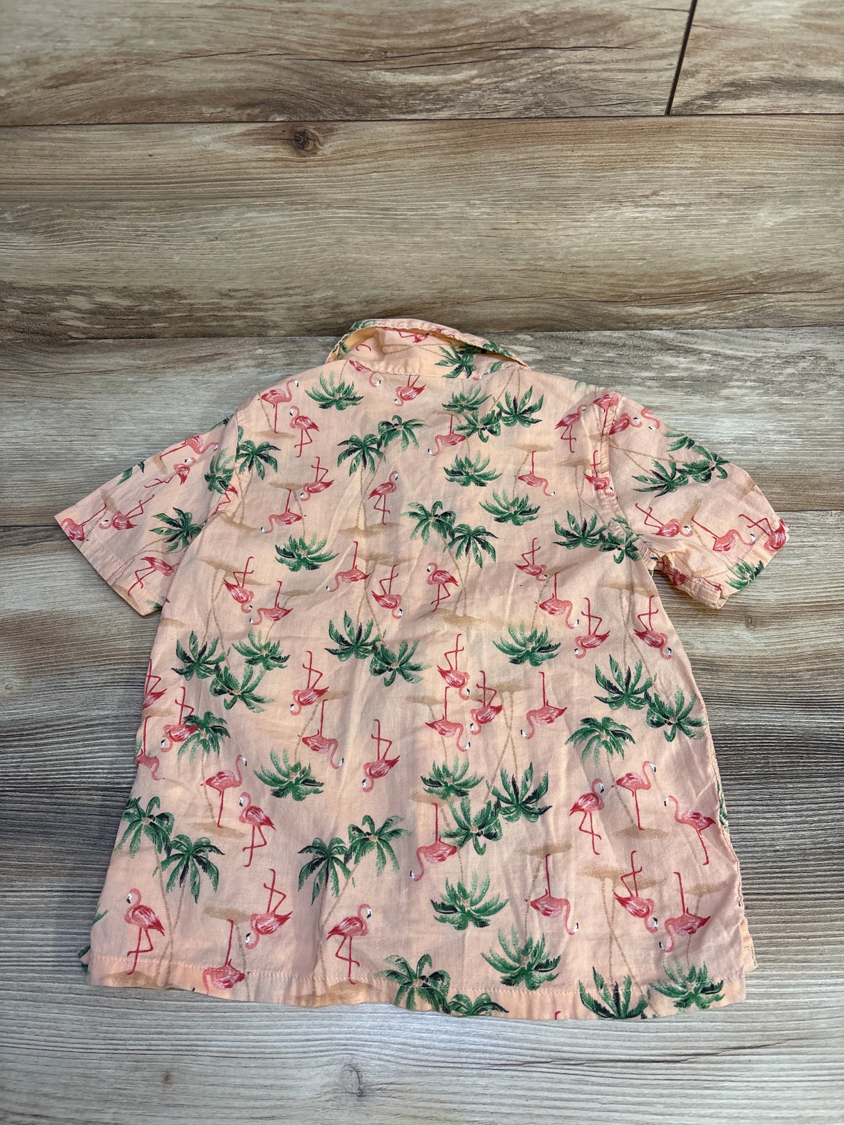 Old Navy Flamingo Print Button Up Shirt Coral sz 5T