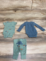 Carter's 3pc Dino Bodysuit Set Green sz Newborn