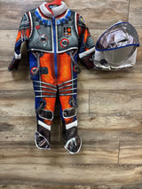Kids astronaut costume with helmet, space-themed design for imaginative play