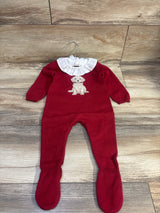 NEW Edgehill Collection x Darby Fallon Clark Dog Sweater Footed Coverall Red sz 9m