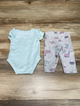 Pekkle 2pc Dino Bodysuit & Pants Blue sz 6m