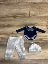 Baby Essentials 3pc Just A Boy In Love With His Mama Bodysuit Set Navy sz 6m