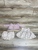 Nicole Miller 3pc Floral Dress & Cardigan Set Beige/Pink sz 3-6m