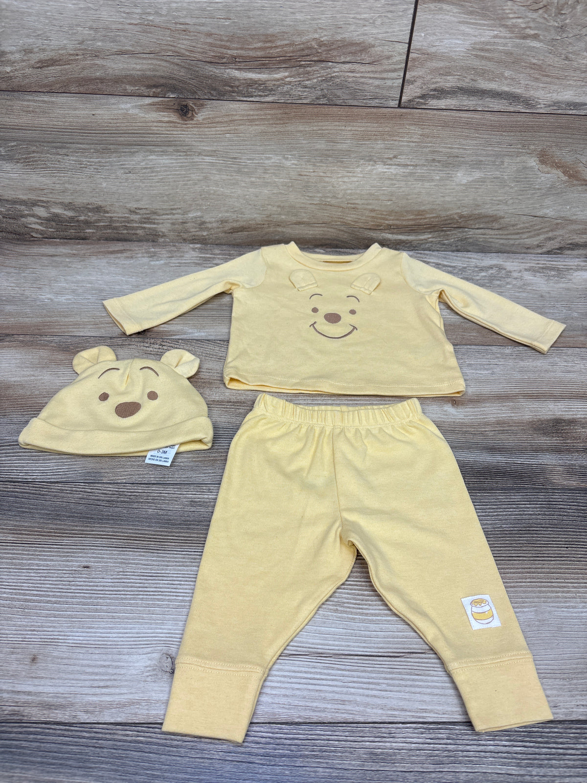 Cloud Island x Disney Winnie The Pooh 3pc Shirt, Pants, & Hat Set Yellow sz 0-3m