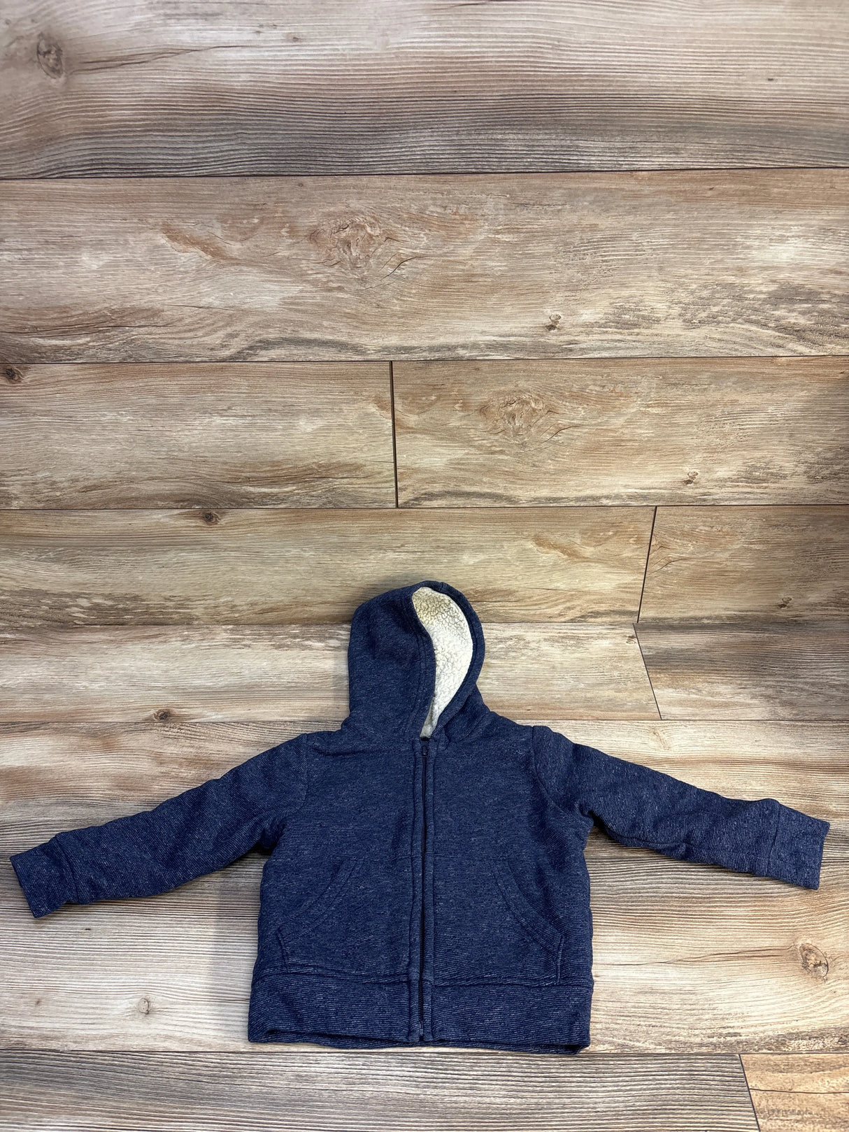 Children's Place Fleece Sherpa Lined Zip Up Hoodie Blue sz 3T