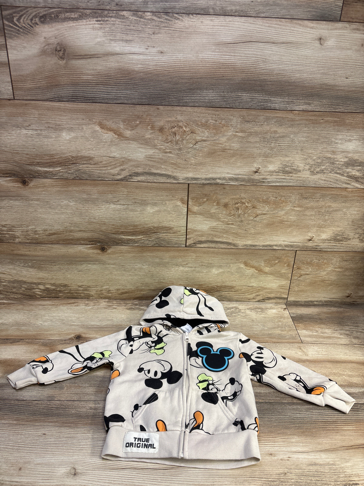 Disney Mickey & Friends Sherpa Zip Sweatshirt Beige sz 3T