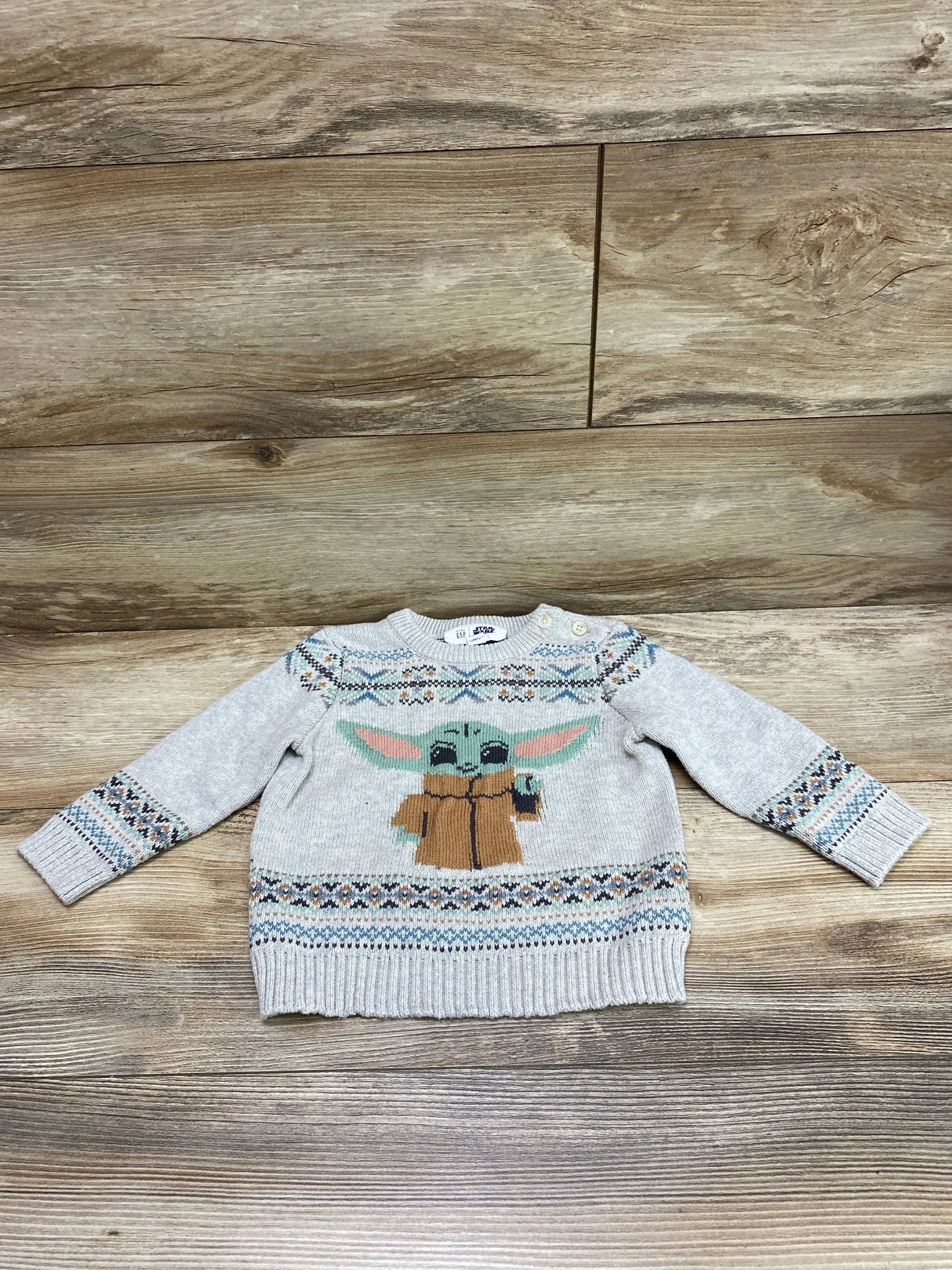 Baby Gap Star Wars Grogu Sweater Grey sz 18-24m