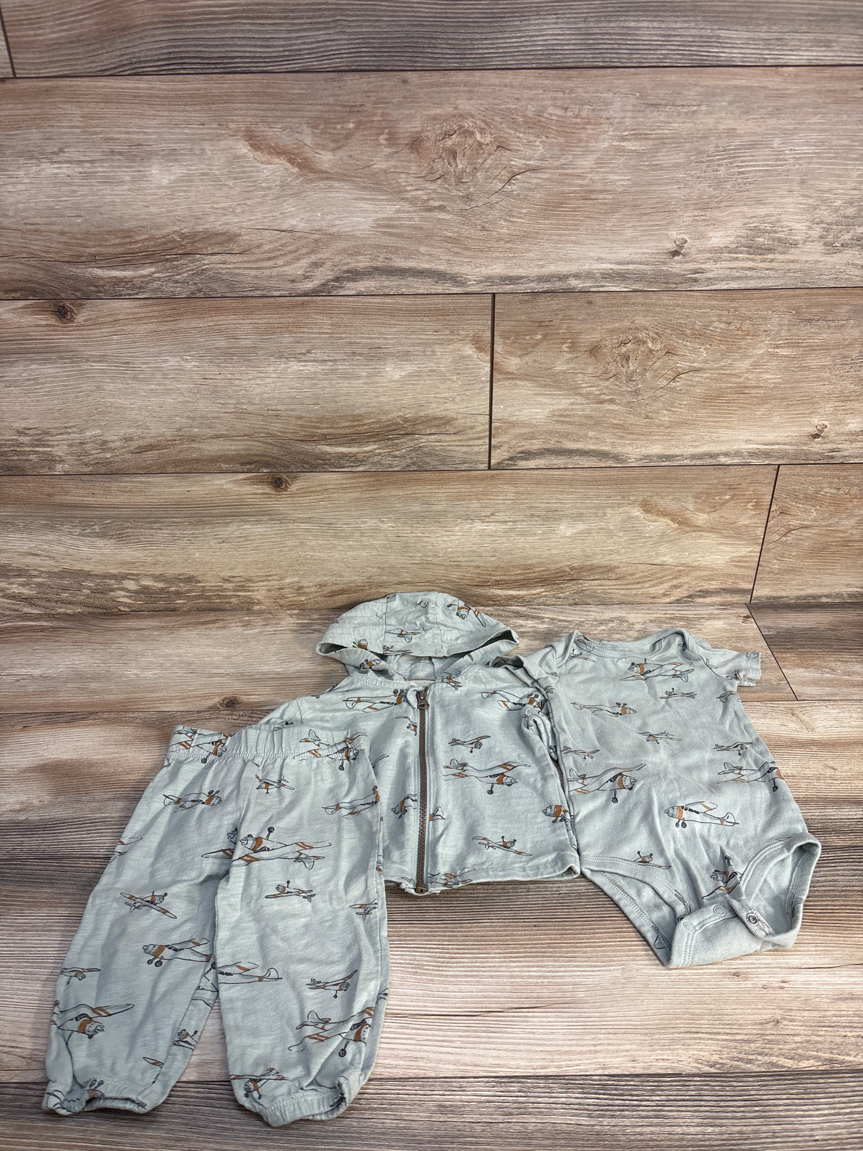 Carter's 3pc Airplane Print Jacket Set Green sz 12m
