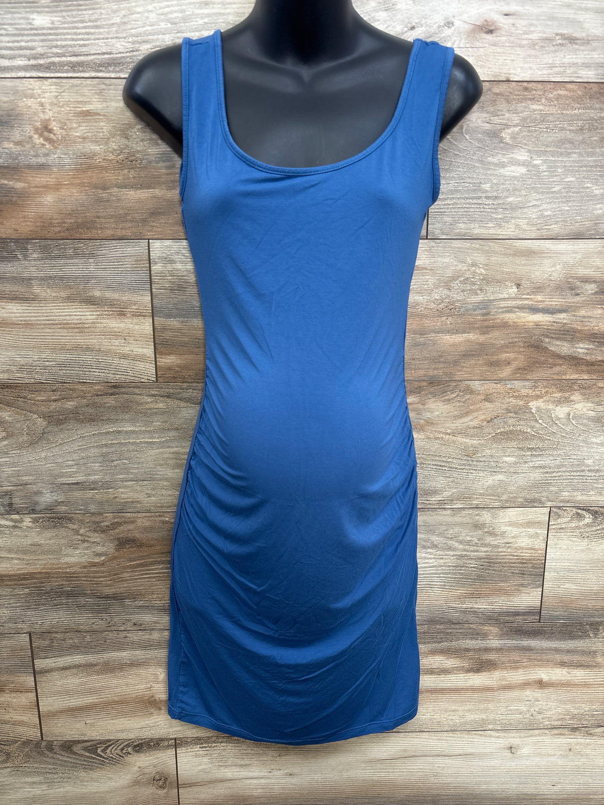 Maternity Ruched Bodycon Dress Blue sz Medium