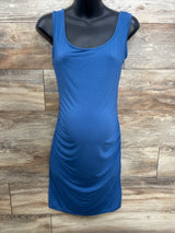 Maternity Ruched Bodycon Dress Blue sz Medium