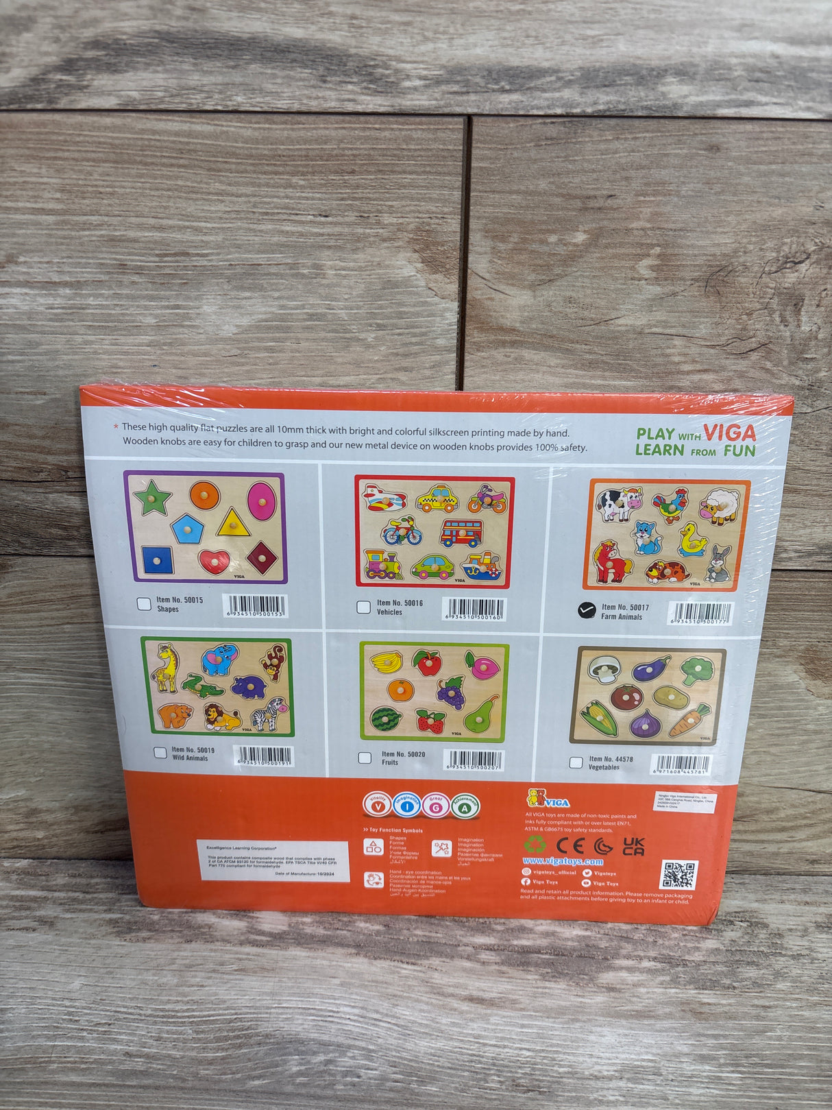 NEW Viga Wooden Knob Puzzle - Animals 8pc