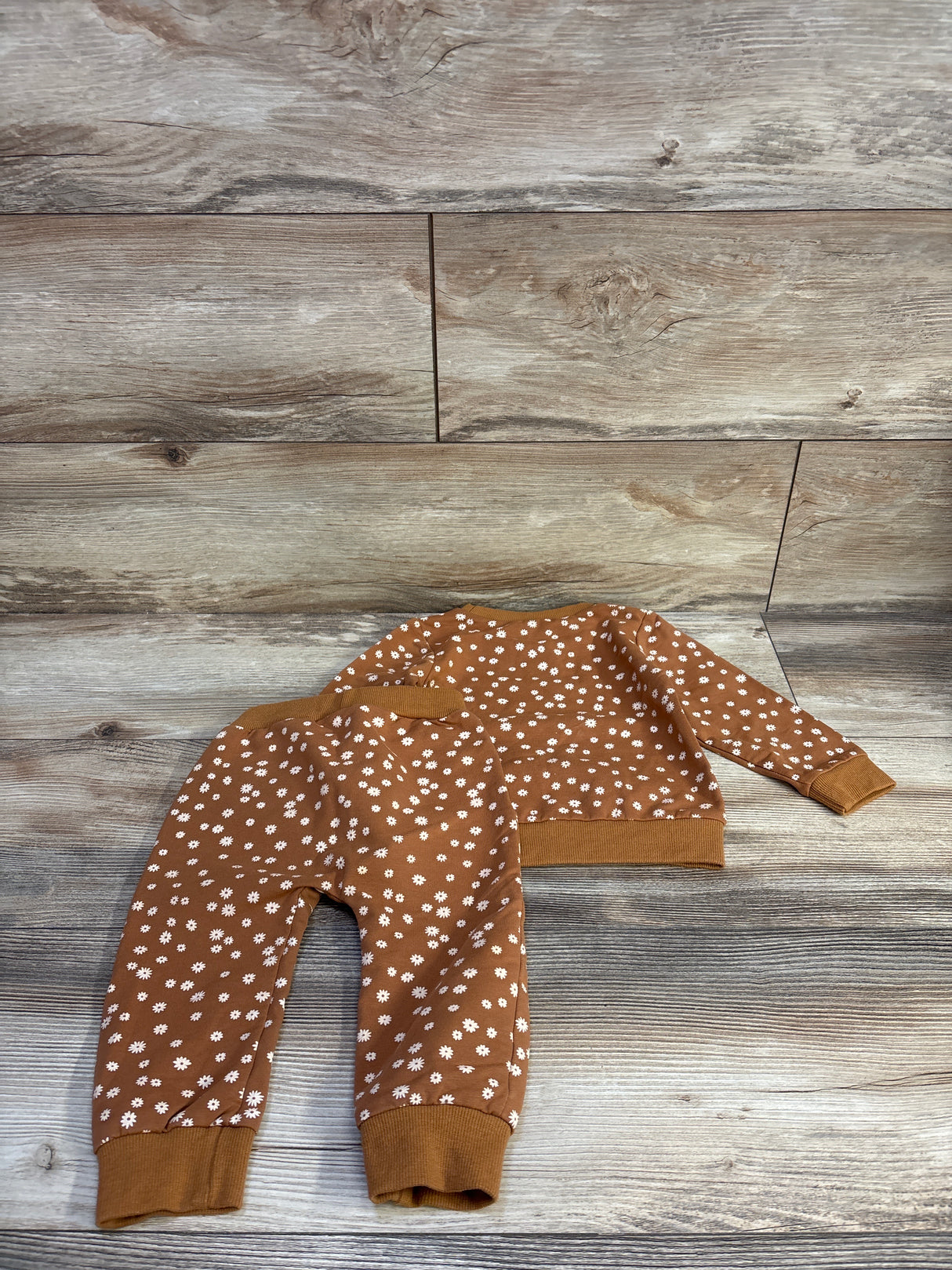 Wassery 2pc Floral Pullover Sweatshirt & Joggers Set Brown sz 18m
