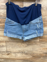 Full Panel Distressed Denim Shorts Light Blue sz Large