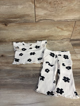 Jessica Simpson 2pc Ribbed Floral Shirt & Pants Set Ivory sz 12m