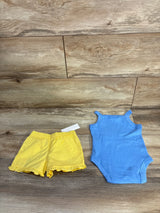 NEW Wonder Nation 2pc Tank Bodysuit & Shorts Set Blue sz 3-6m